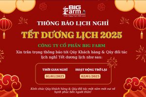 CÔNG TY CỔ PHẦN BIG FARM THÔNG BÁO NGHỈ TẾT DƯƠNG LỊCH 2025